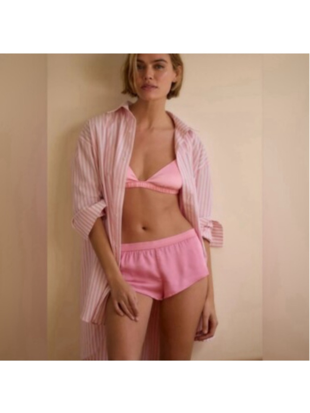 NWT Anthropologie Satin Boyfriend Mini Micro Shorts Pink Women's Size XL #0022